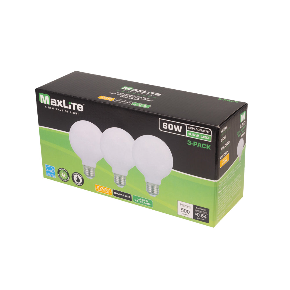 EFF4.5G25D27/3P/WS G25 Led Globe Bulb 3 Pack