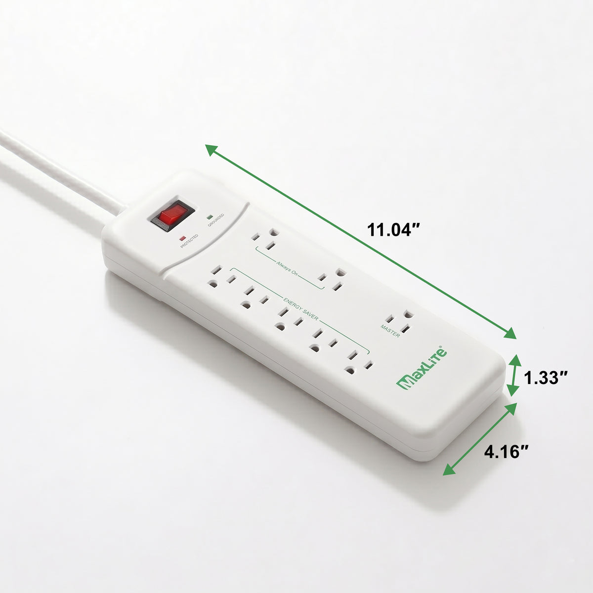 ADVANCED POWER STRIP WITH 8 RECEPTACLES AND 1350 JOULES OF SURGE PROTECTION