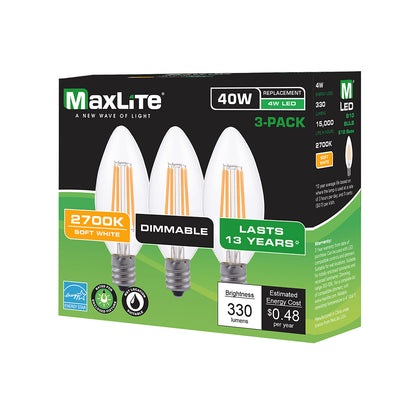 F4B10D27/3P/WS  3pk LED Candelabra Bulb