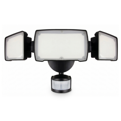 3-Head Security Flood Light with Motion Sensor, Black