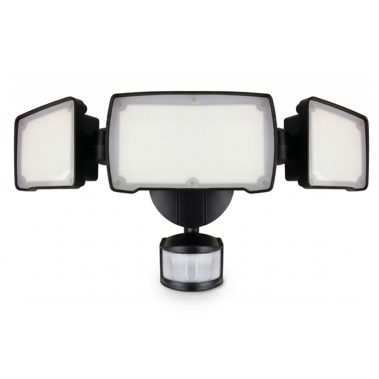 3-Head Security Flood Light with Motion Sensor, Black