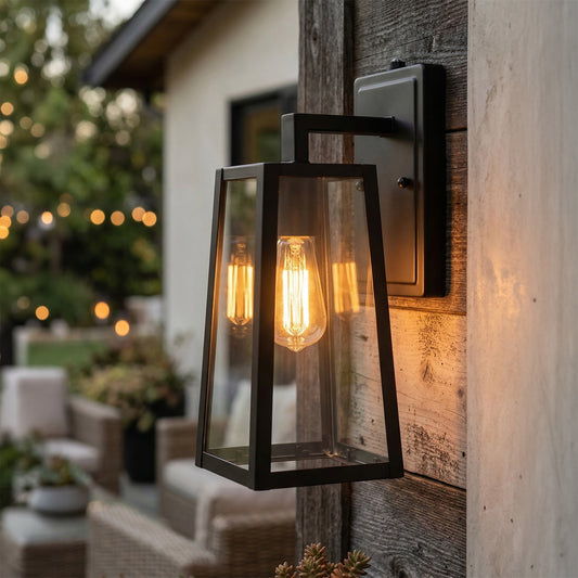 Trapezoid Outdoor Wall Light, Black